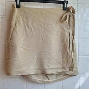 Whimsy + Row wrap around mini skirt, beige, size medium